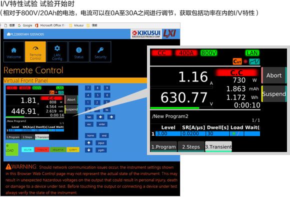I/V特性试验 试验开始时